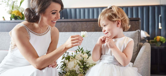 Bride and Flowergirl - Wedding at the Red Cow Moran Hotel